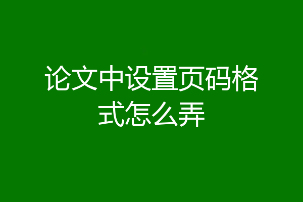 论文中设置页码格式怎么弄
