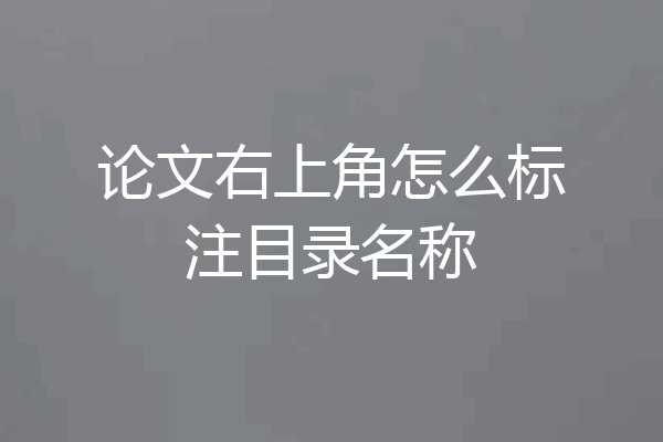 论文右上角怎么标注目录名称