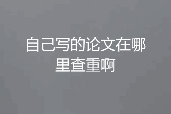 自己写的论文在哪里查重啊