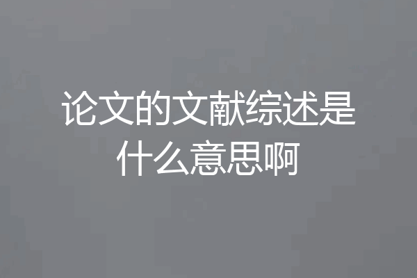 论文的文献综述是什么意思啊
