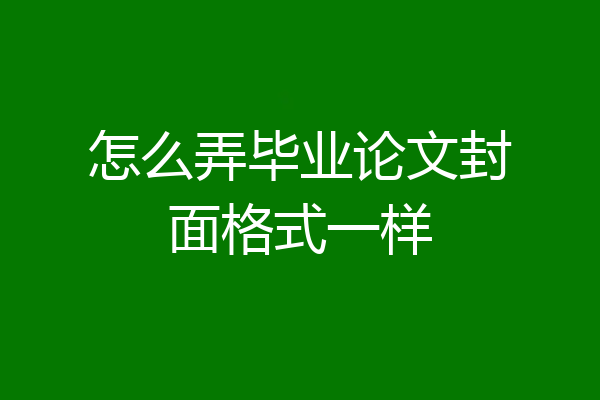 怎么弄毕业论文封面格式一样