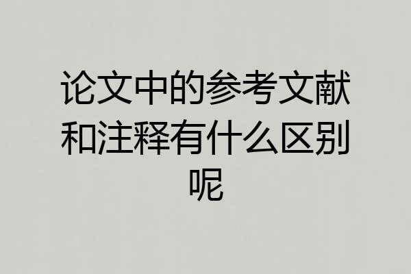 论文中的参考文献和注释有什么区别呢