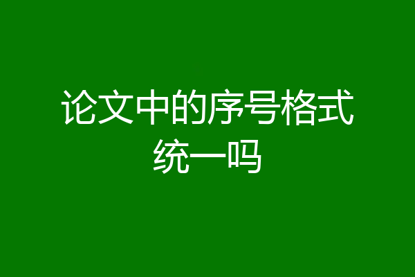 论文中的序号格式统一吗