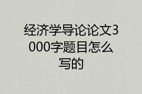 经济学导论论文3000字题目怎么写的