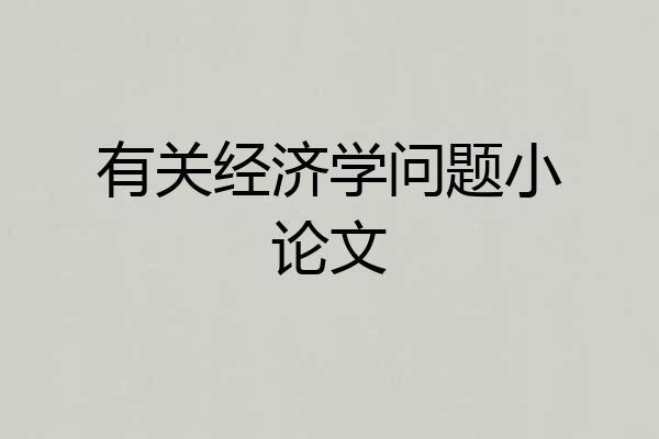 有关经济学问题小论文