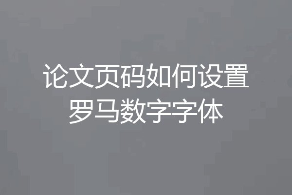 论文页码如何设置罗马数字字体