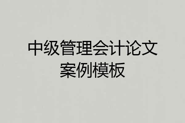 中级管理会计论文案例模板