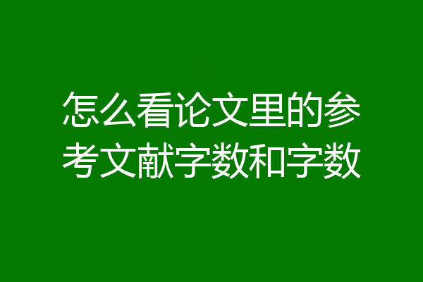 怎么看论文里的参考文献字数和字数