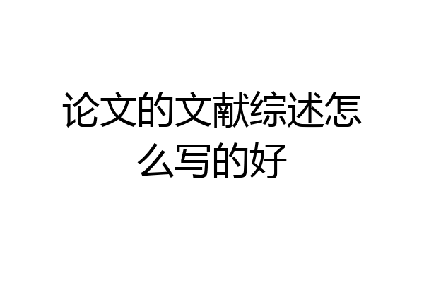 论文的文献综述怎么写的好