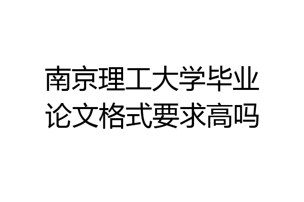 南京理工大学毕业论文格式要求高吗