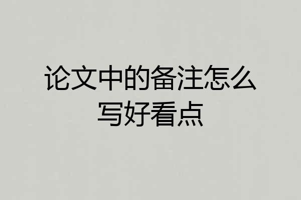 论文中的备注怎么写好看点