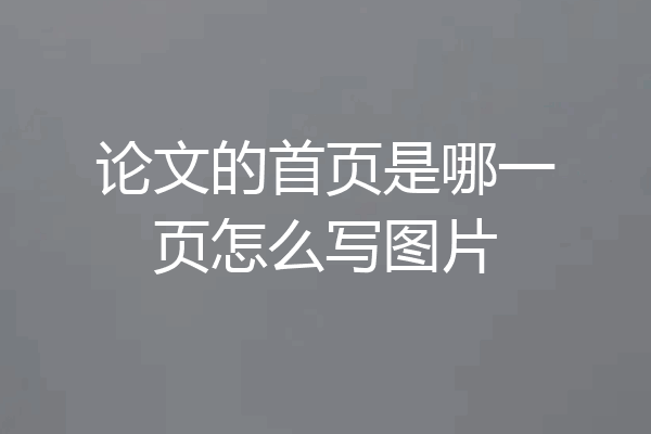 论文的首页是哪一页怎么写图片