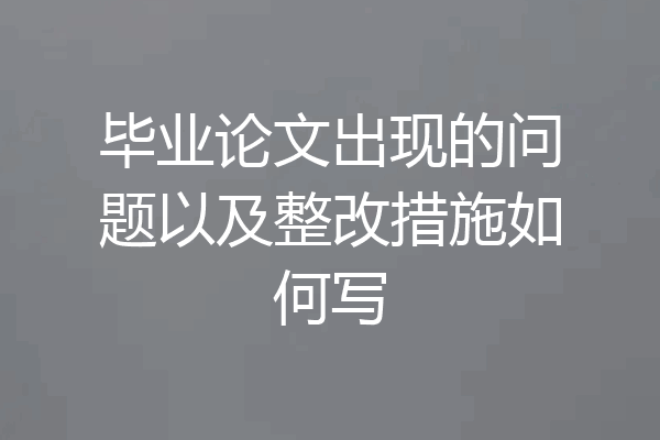 毕业论文出现的问题以及整改措施如何写