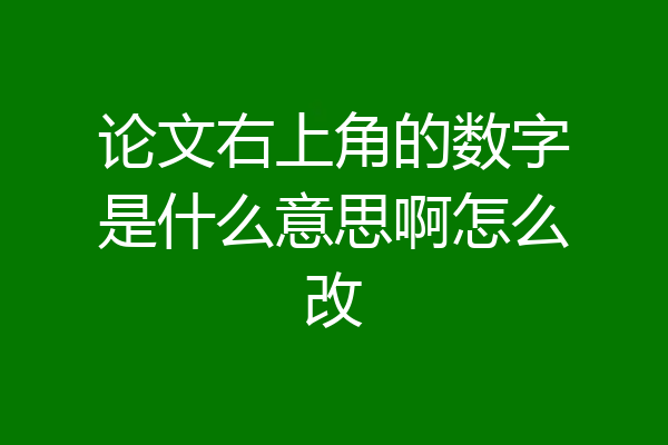 论文右上角的数字是什么意思啊怎么改