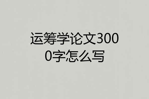 运筹学论文3000字怎么写