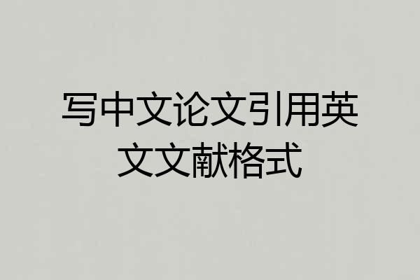 写中文论文引用英文文献格式
