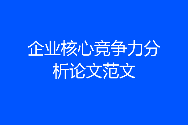 企业核心竞争力分析论文范文
