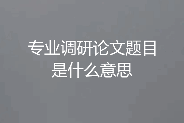 专业调研论文题目是什么意思