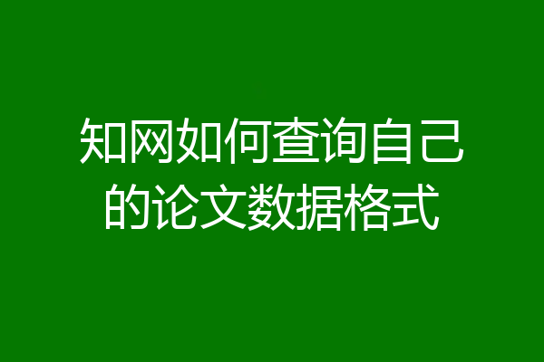 知网如何查询自己的论文数据格式