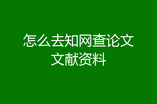 怎么去知网查论文文献资料