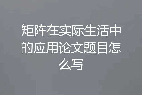 矩阵在实际生活中的应用论文题目怎么写