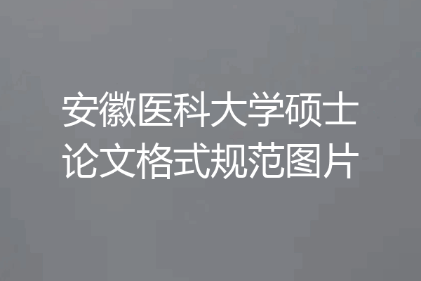 安徽医科大学硕士论文格式规范图片