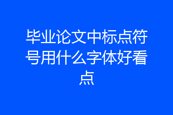 毕业论文中标点符号用什么字体好看点