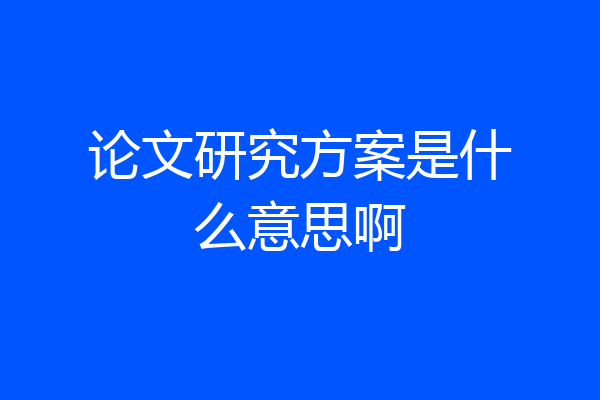 论文研究方案是什么意思啊