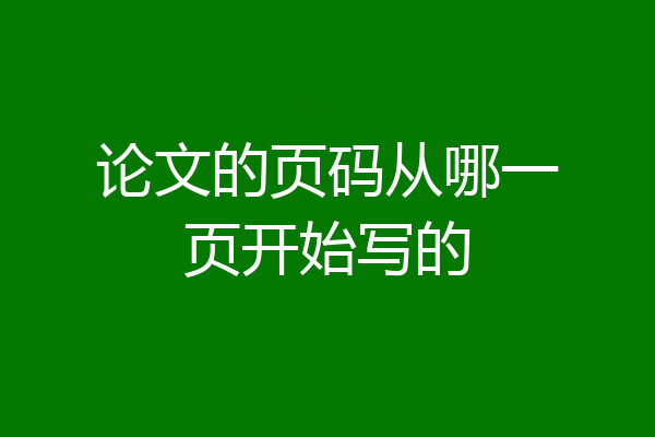 论文的页码从哪一页开始写的