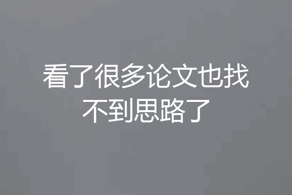 看了很多论文也找不到思路了