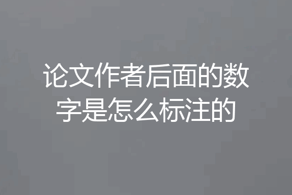 论文作者后面的数字是怎么标注的