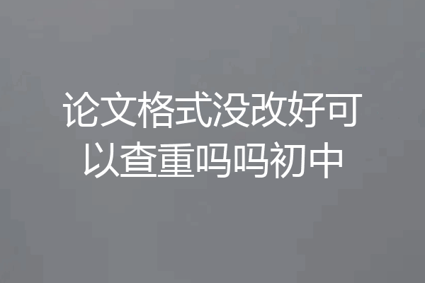 论文格式没改好可以查重吗吗初中