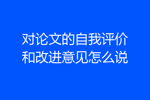 对论文的自我评价和改进意见怎么说
