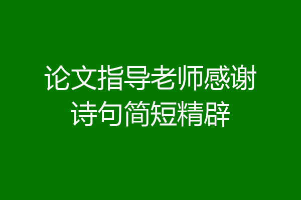 论文指导老师感谢诗句简短精辟