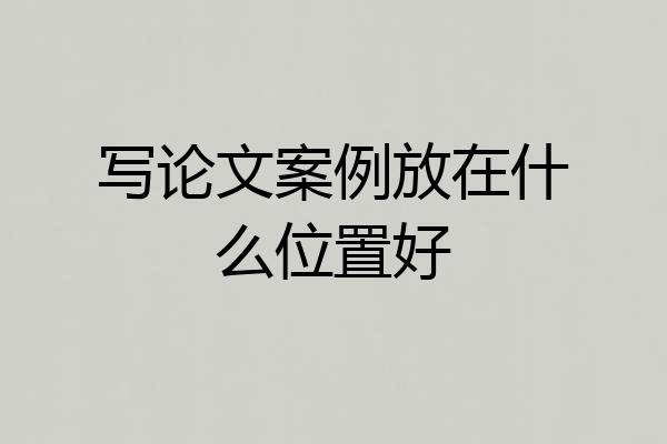 写论文案例放在什么位置好
