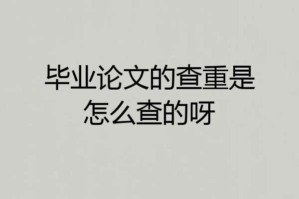 毕业论文的查重是怎么查的呀
