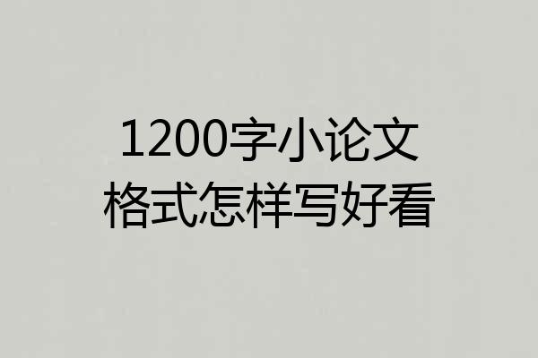 1200字小论文格式怎样写好看