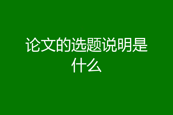论文的选题说明是什么