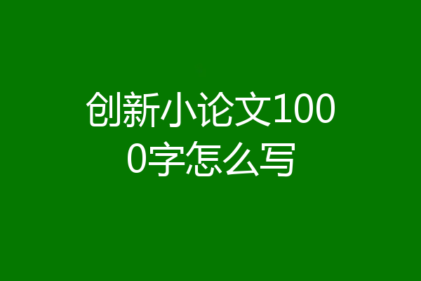 创新小论文1000字怎么写