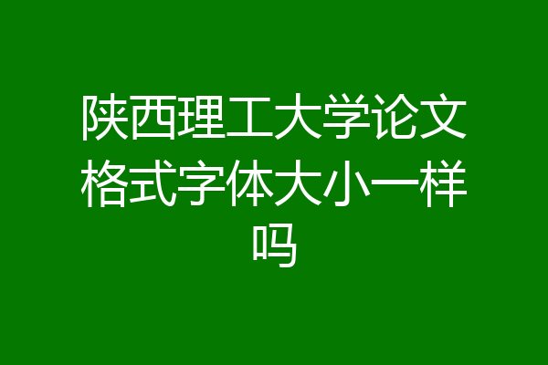 陕西理工大学论文格式字体大小一样吗