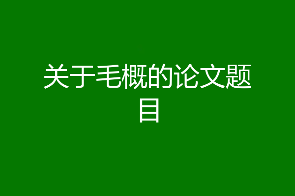 关于毛概的论文题目
