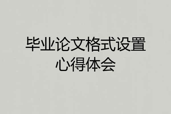 毕业论文格式设置心得体会