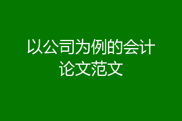 以公司为例的会计论文范文