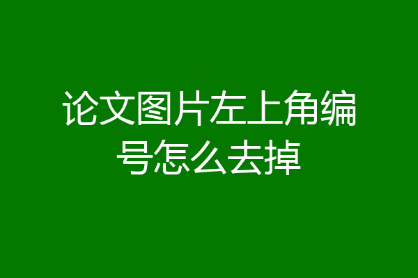 论文图片左上角编号怎么去掉