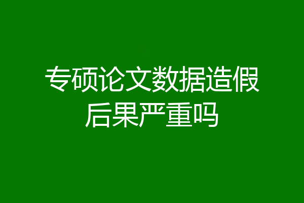 专硕论文数据造假后果严重吗