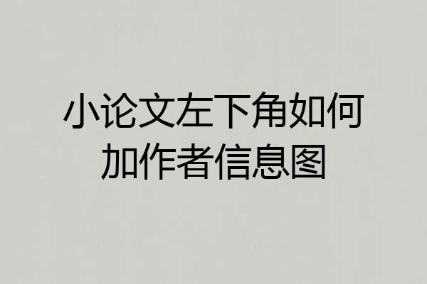 小论文左下角如何加作者信息图