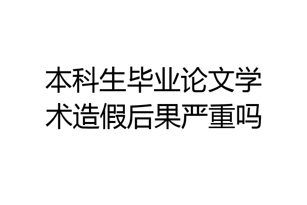本科生毕业论文学术造假后果严重吗