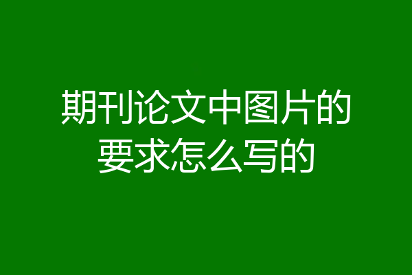 期刊论文中图片的要求怎么写的