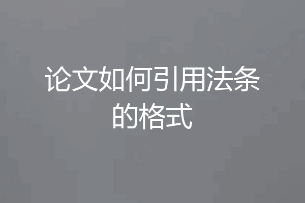 论文如何引用法条的格式