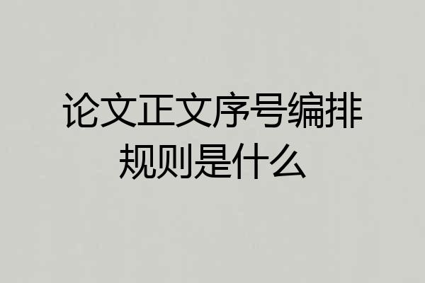 论文正文序号编排规则是什么